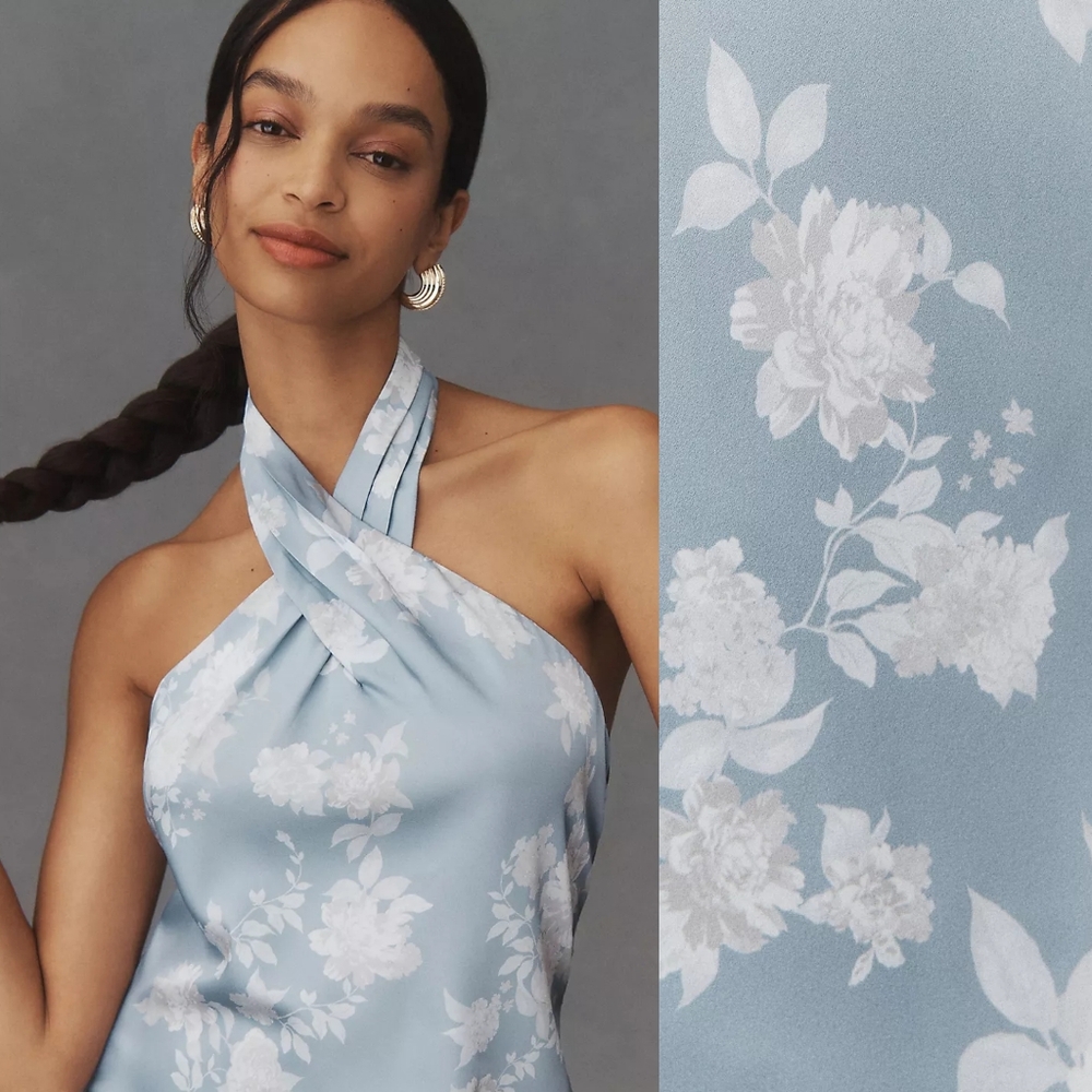 BHLDN Ruby Twist Halter Satin Gown - Picture 2 of 6